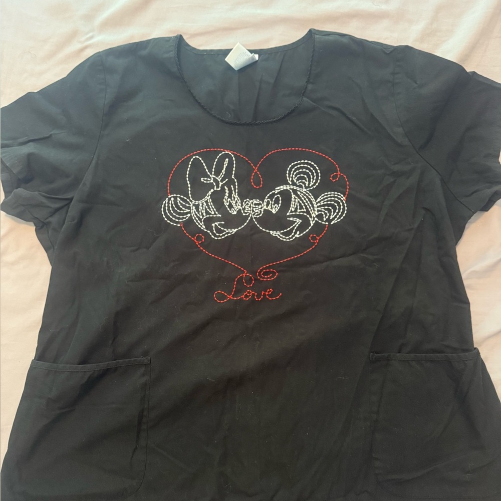 Disney Scrub top with Heart Embroidery